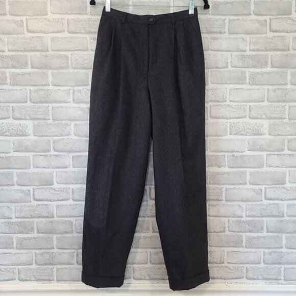 Vintage Ralph Lauren Pants Gray Worsted Wool High Waisted Pleated Cuffed 8P USA - Picture 10 of 10